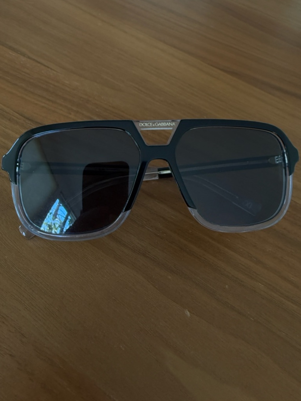 Dolce & Gabbana Black and Clear Rectangle Sunglasses